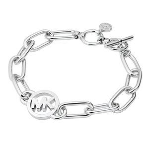Michael Kors Silver Toned Logo Chain Bracelet